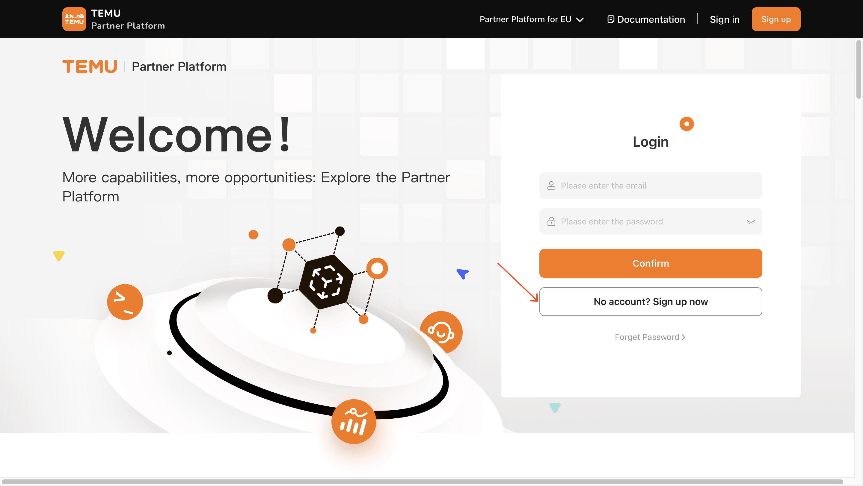 2.Select a partner type once registration is complete.